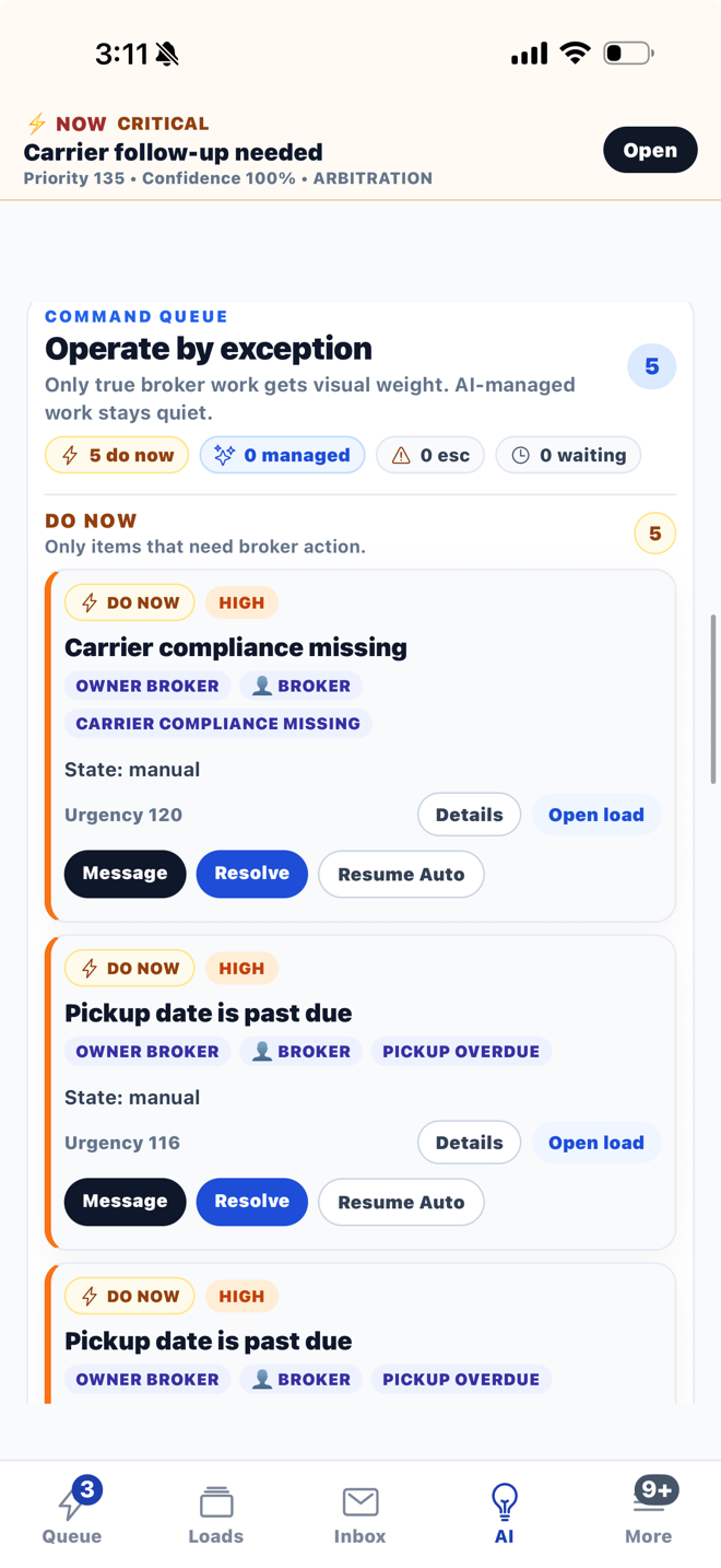 FreightAxiom AI priority workflow